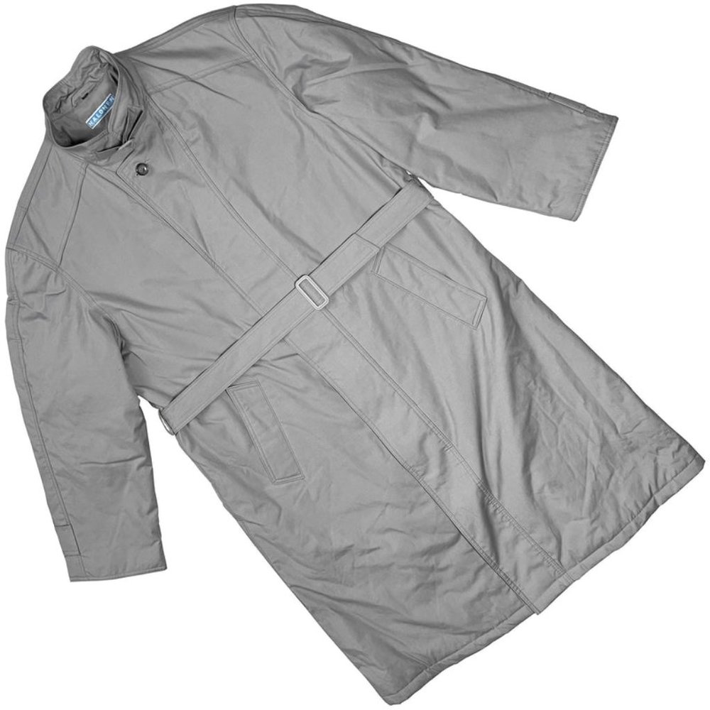 HALONEN (Poland) Plain Weave Padded Tab Collar Trench Coat Cement : XL